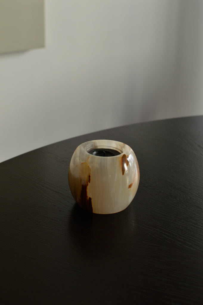 MARBLED ONYX CANDLE HOLDER