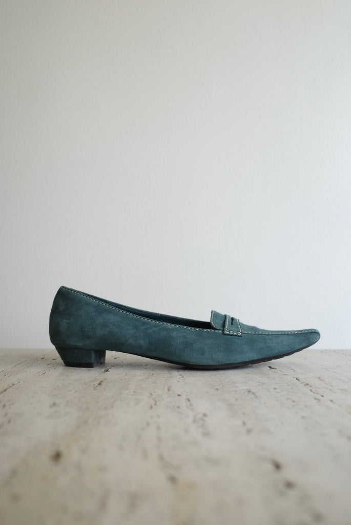 BLUE SUEDE FLATS