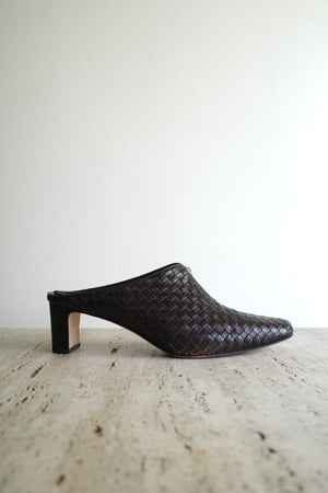 WOVEN LEATHER MULES