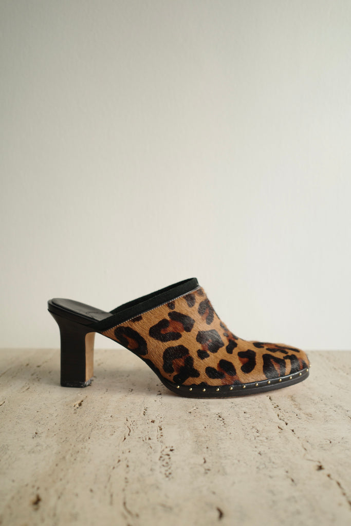 LEOPARD MOHAIR MULES